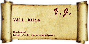 Váli Júlia névjegykártya